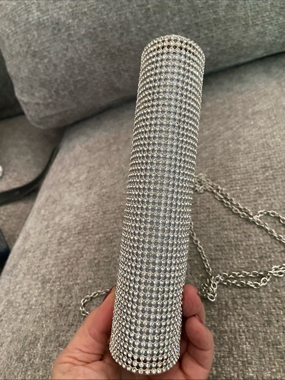 Charming Charlie Silver Rhinestone Chain Clutch - Picture 8 of 9